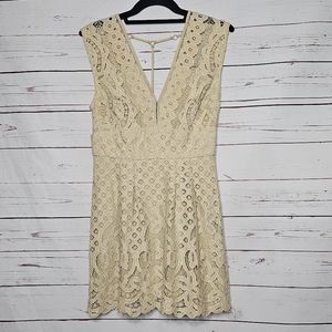 Free People Cream Lace Mini Dress